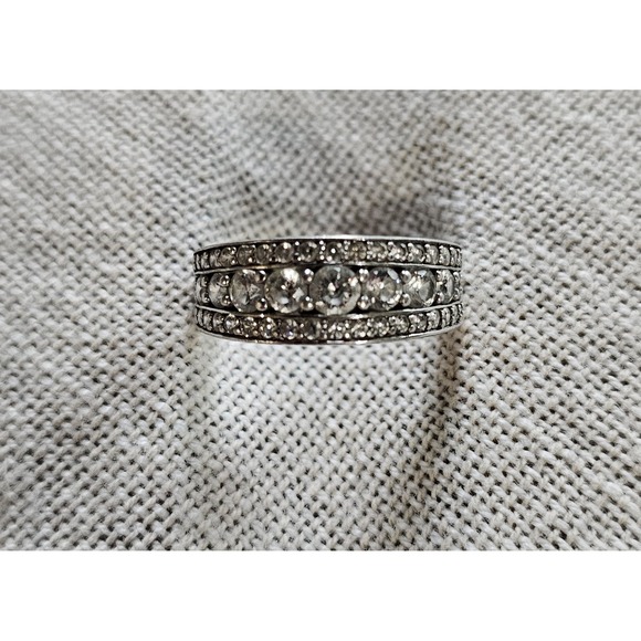 Women's Sterling Silver CZ Band Ring - Picture 2 of 4